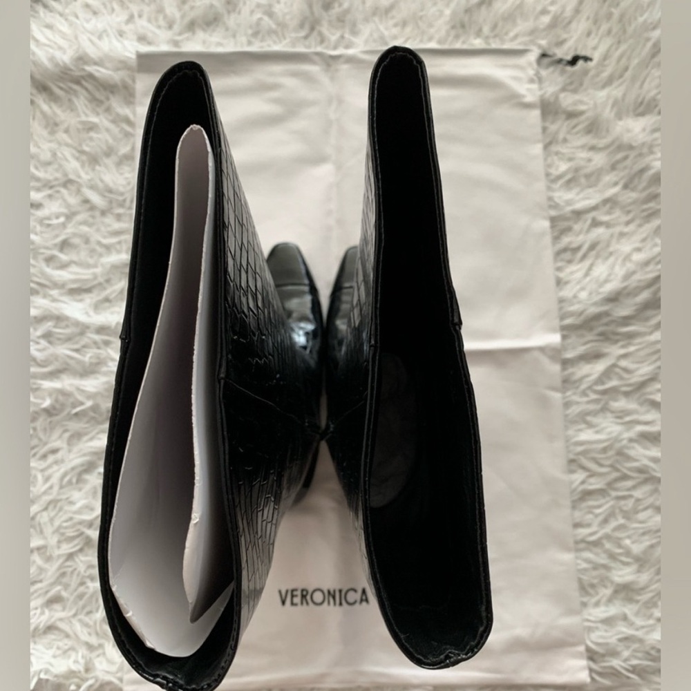 Veronica Beard Cecile Croc-Embossed Tall Boot | Wide-Calf black NWT - Picture 10 of 11